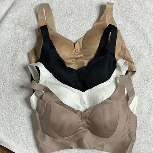 Seamless Comfort Bra Set - Black, White, Tan